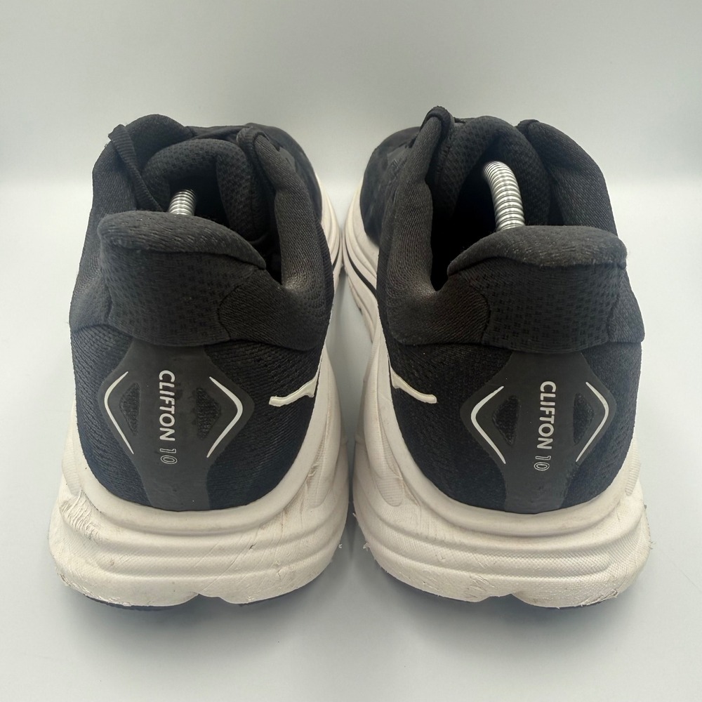 Hoka One One Clifton 10 Men Size 12.5 Running Shoes Sneakers 1162030 Black White - Picture 5 of 9